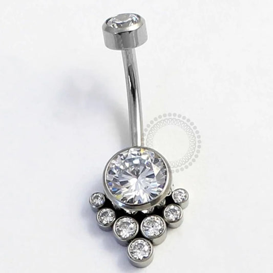 TN365 Navel Piercing Flat 7 Pedras Zirconias