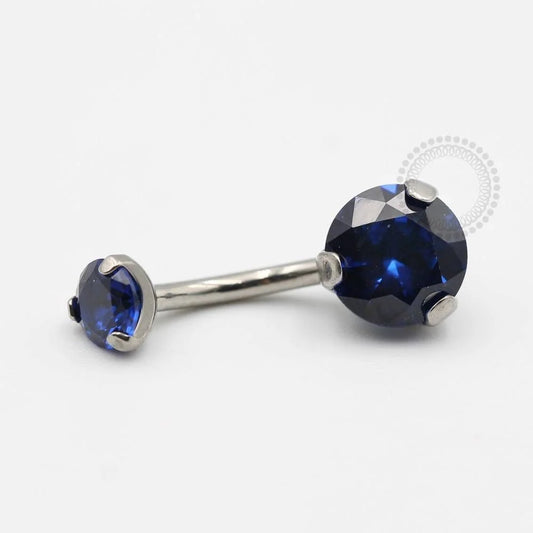 TN70 Navel Piercing CZ Azul Safira Titânio