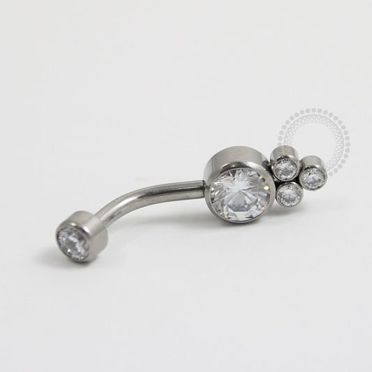TN242 Navel Piercing Flat Stone 3 CZ Titânio